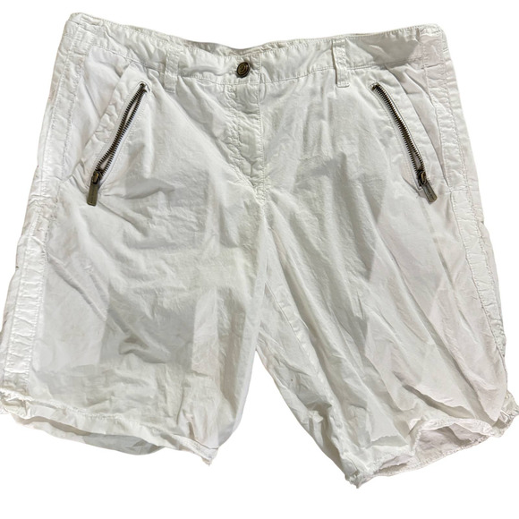 MICHAEL Michael Kors Women's White Bermuda Shorts Zipper Pockets Size 12 - Picture 1 of 8